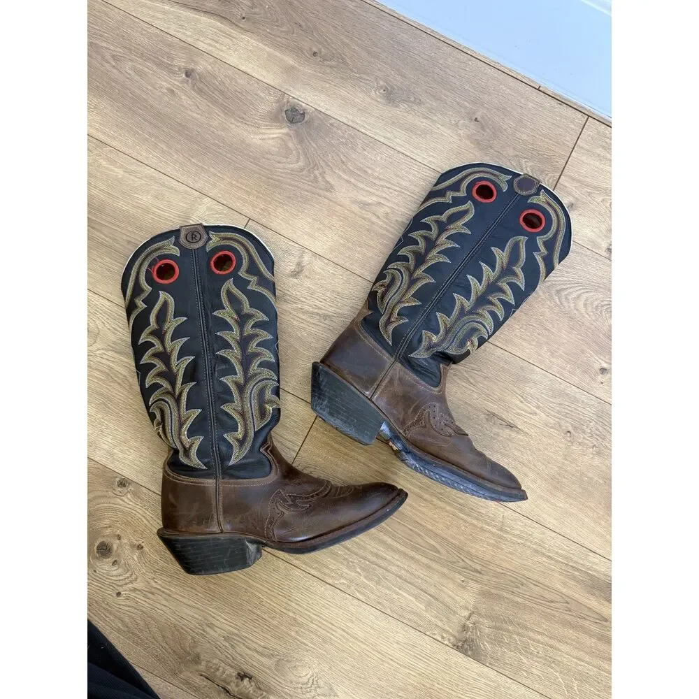 TONY LAMA 10 D Tan Crazy Horse Buckaroo Boot Leather Tall Western Cowboy Rodeo